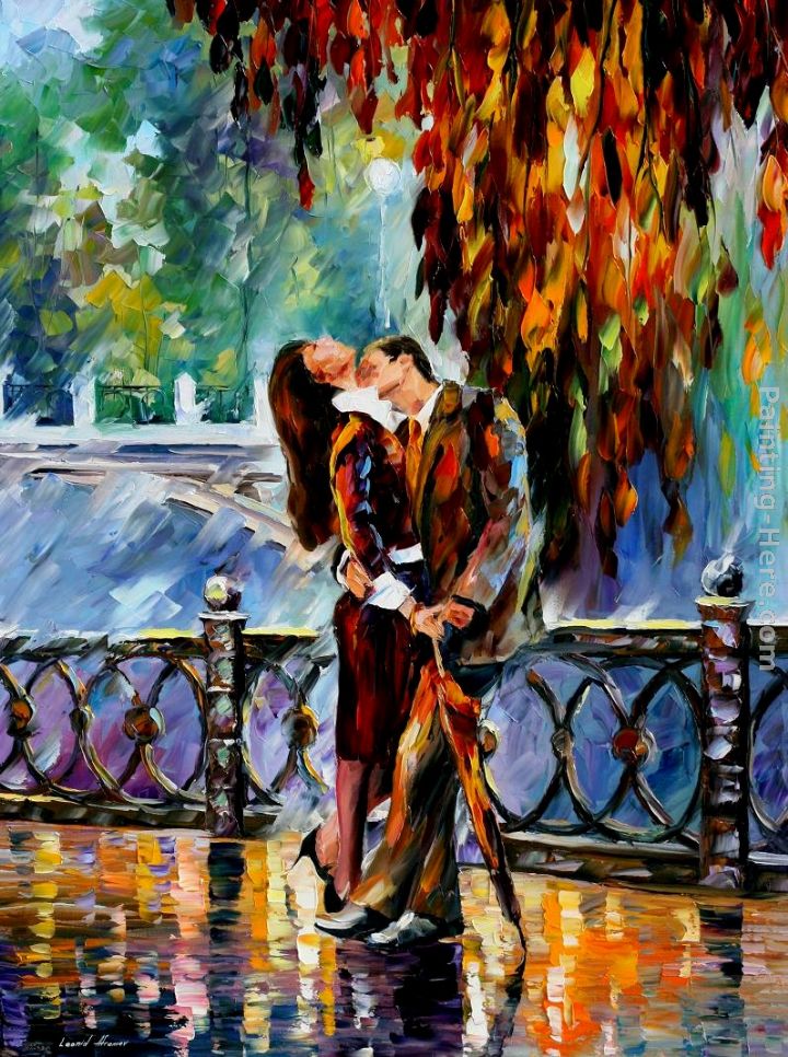 KISS AFTER THE RAIN painting - Leonid Afremov KISS AFTER THE RAIN art painting